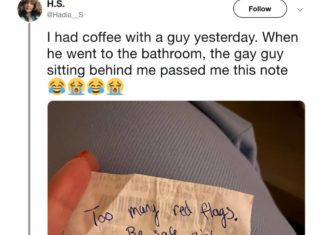 Gay guy slips warning note to woman on an unsettling date: ‘Run. Be safe girl’ – PinkNews