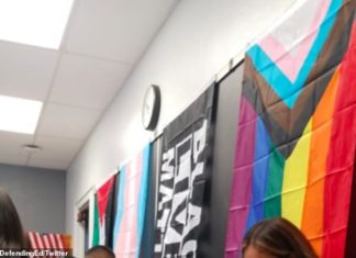 Los Angeles classroom is decorated with Palestinian, BLM and Gay Pride flags together with posters – Daily Mail