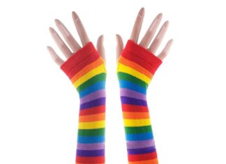 Rainbow Fringe Arm Warmers, Colorful Rainbow Fingerless Striped Gloves, LGBT Elbow Long Sleeves Unisex For Pride Parade, Cosplay, Raves, Festivals, Halloween Costume, LGBTQ Accessories For Men & Women - roarmag.org