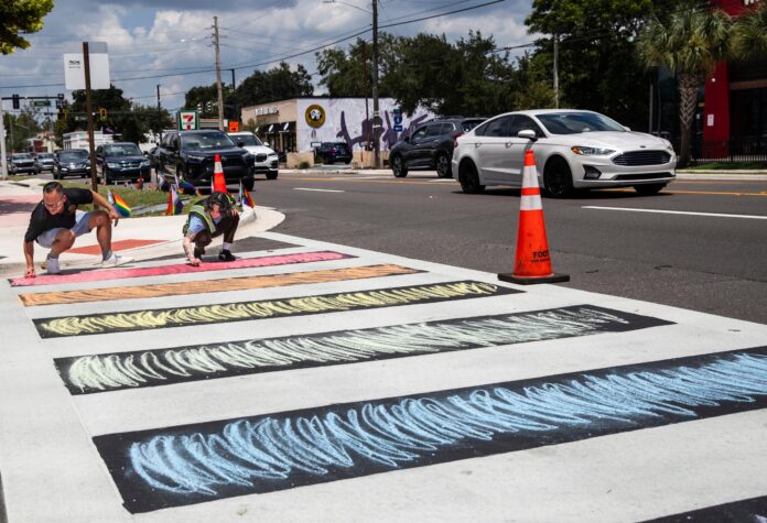 Activists redecorate Florida’s commemorative LGBT crosswalk after it was removed - The Independent