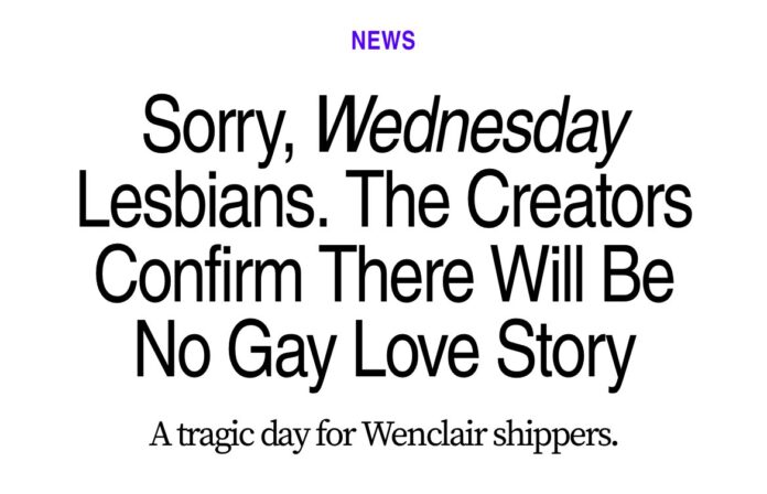 Sorry, 'Wednesday' Lesbians. The Creators Confirm There Will Be No Gay Love Story - them.us