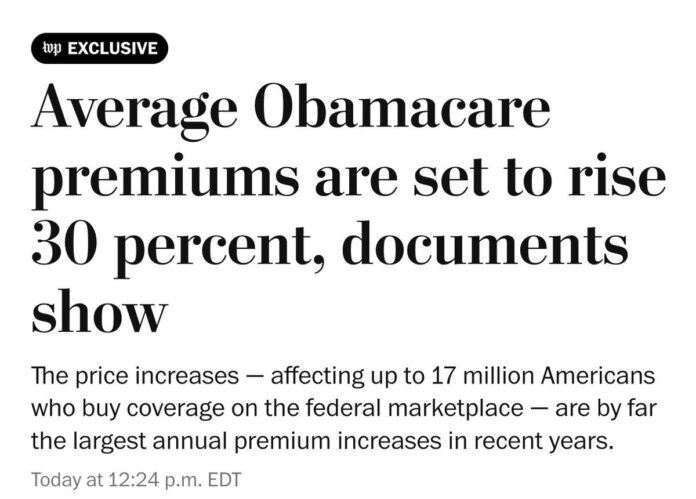 Average Obamacare premiums are set to rise 30 percent, documents show - The Washington Post