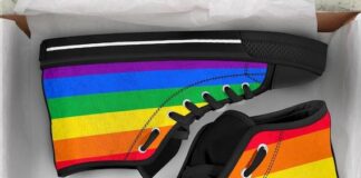 Shop pride flag shoes Flash Sales LGBT Flag High Top Shoes LGBT Custom Print Shoes LGBT Sneakers - Through The Fence Baseball