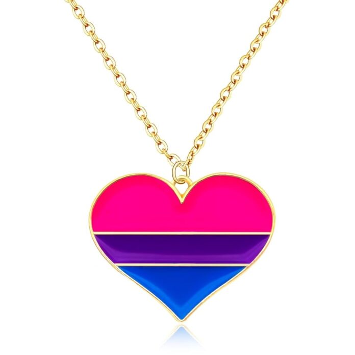 Sinwinkori Rainbow Pride Necklace - LGBT Jewelry, Pansexual Transgender Bisexual Sun Design, 20