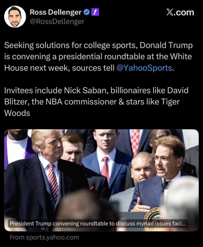 President Trump convening roundtable to discuss myriad issues facing college sports: Sources - Yahoo Sports
