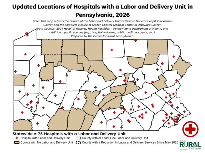 Center for Rural Pa. finds state's maternity health desert growing, as 23 counties are without labor and delivery hospital units - WVIA Public Media