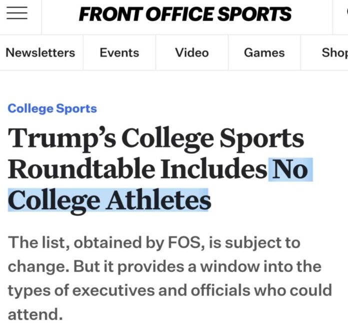 Trump’s College Sports Roundtable Includes No College Athletes - Front Office Sports